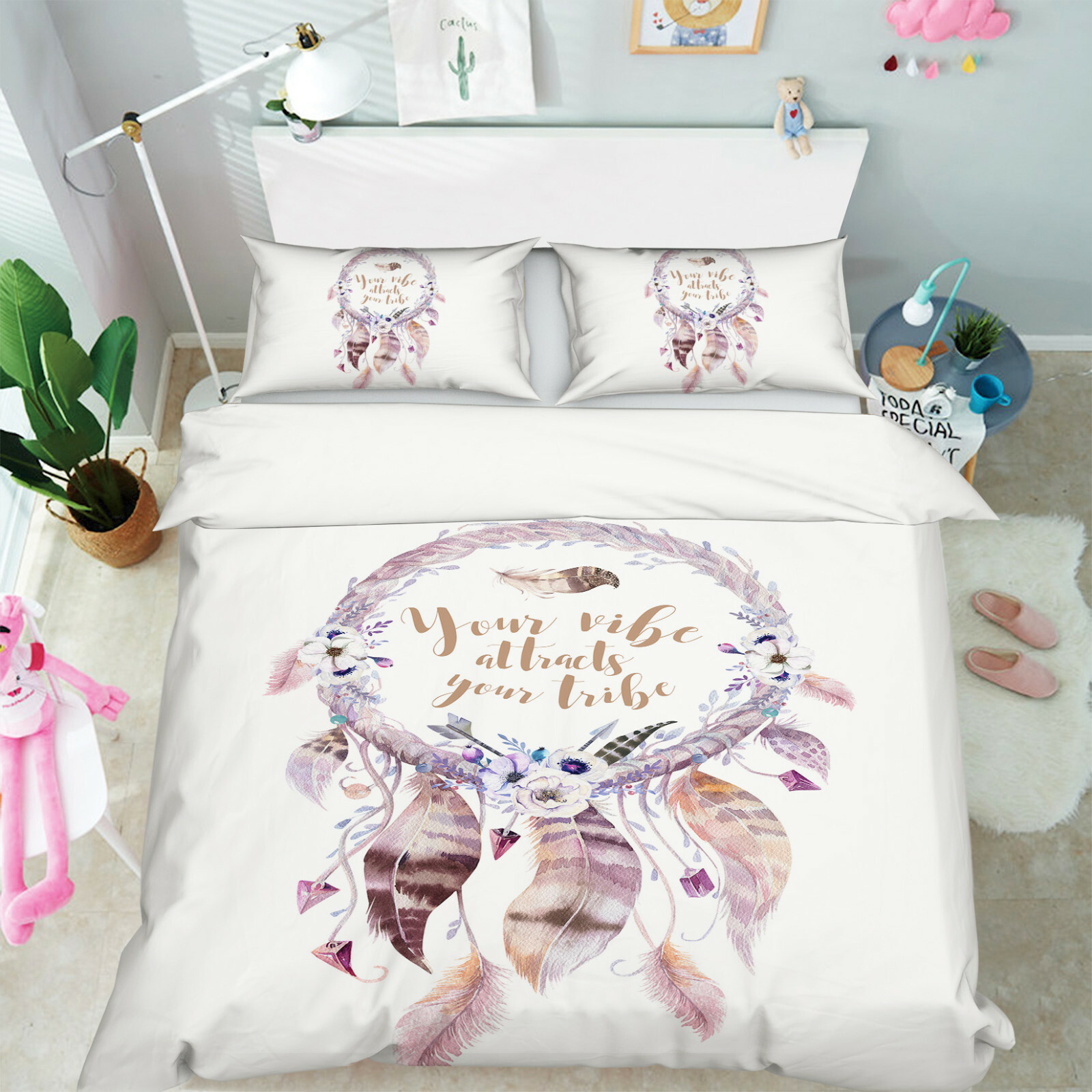3D Feder Rund ZZHU4757 Bett Kissenbezüge Decke Bettdecke Abdeckung Set Super goedkope korting