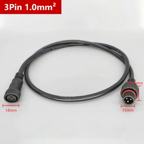 3Pin IP67 Waterproof Outdoor Extension Cable Connector Male Female Plug 0.5M-10M - Picture 9 of 11