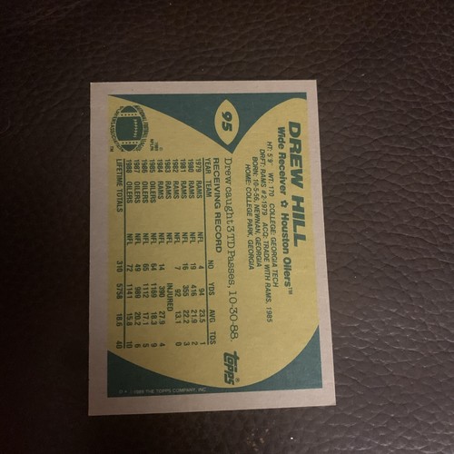 OLIATORI HOUSTON TOPPS DRAW HILL #95 1989 - Foto 2 di 2