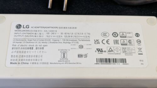 Original LG Adapter for LG 27HJ713S-W DA-120D19 27'' 4K UHD IPS Surgical Monitor - Picture 2 of 10