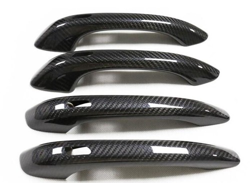 W/4 Sensors Dry Real Carbon Fiber Door Handle Cover Trim For Porsche Macan 15-24 - Picture 3 of 4