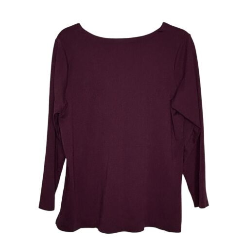 J. Jill Deep Plum Purple V-Neck Side Split Tunic Supima Cotton T-Shirt Sz MP - Picture 2 of 7