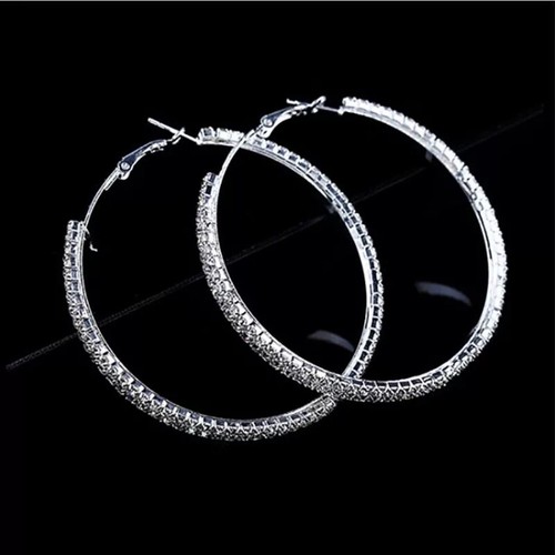 DISEÑO DE LUJO 5 TALLAS - Moda Dije Cristal Austríaco Aro Grande Mujer Pendientes - Imagen 3 de 5