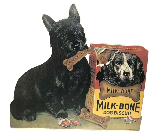 Vintage NOSTALGIA INK 1991 Reproduction Milk Bone Ad Sign w SCOTTIE DOG *READ*
