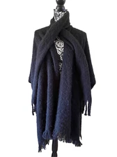 Nwt David And Young Sweater Wrap Built In Scarf Shawl Winter Poncho