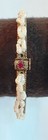 Pearl on Gold tone Cuff Bracelet Victorian era Marked S