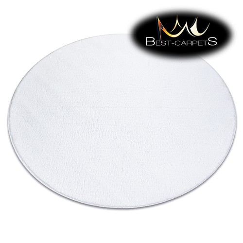 Praktischer waschbarer runder TEPPICH 'LINDO' Shaggy Kunstfell weiß weich rutschfest - Bild 1 von 10