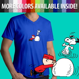 Peanuts-Snoopy-Dance-Charlie-Brown-Winter-Snow-Comics-Mens-Tee-V-Neck-T-Shirt
