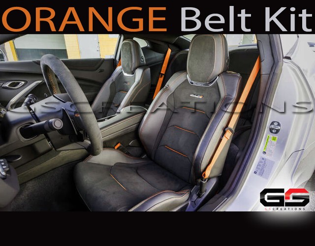 2016+ 6th Gen Camaro 6 ZL1 Orange Seat Belt Kit Front & Back Belts