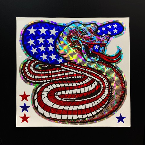 GIANT Vintage SNAKE MOTORCYCLE sticker decal USA patriot prism prismatic America - Picture 7 of 7
