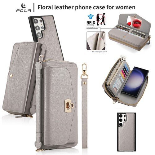 For Samsung S22 S23 S24 S25 Detachable Magnetic Case Leather Crossbody Handbag - Foto 50 di 77