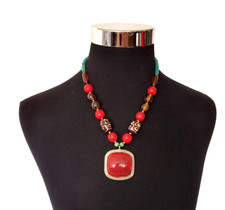 Women's Pendant Necklace Boho Multicolor Acrylic Beads Imitation Turquoise