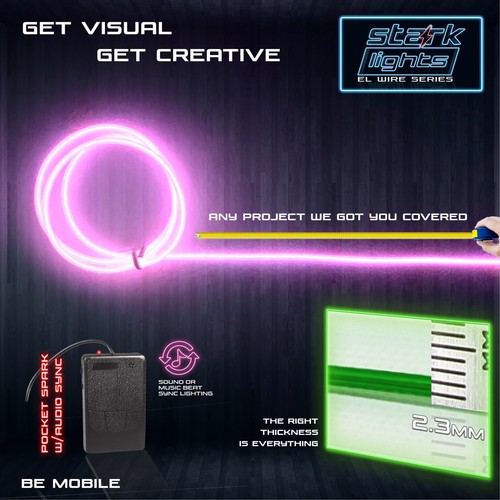 Neon LED Light Glow EL Wire + Control String Strip Rope Tube 2.3mm Thick - PINK - Picture 4 of 5