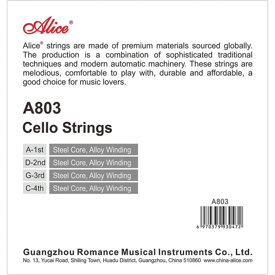 2 Sets Alice Cello Strings 4/4 Full Set Steel Core Alloy Winding ADGC A803 - Image 2 of 4