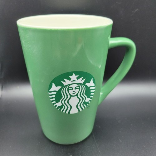 Starbucks Basic 12 Ounce Mug Coffee Cup Green Tea Tall Solid Logo Handled - Picture 7 of 8