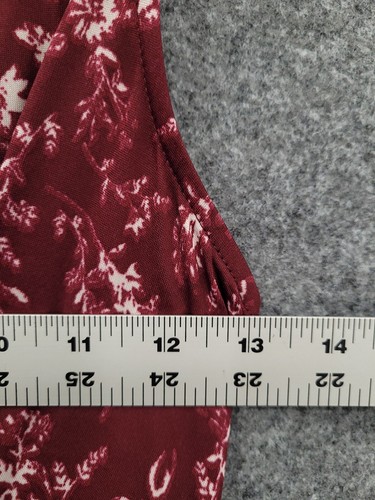 Abito midi Superfoxx donna XS senza maniche aderente e svasato cintura vino rosso floreale NUOVO - Foto 13 di 22