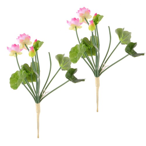 2 Pcs Artificial Flower Household Decor Mini Silk Lotus Flower Fake Flowers