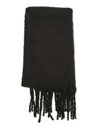 Time and Tru Ladies Womens Fringed Blanket Scarf Solid Black 21 X 73 - 第 1/3 張圖片