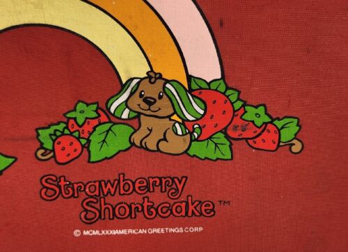 Vintage rote Erdbeere Shortcake Koffer 1980 Kinder Regenbogen Nachttasche Welpe - Bild 3 von 14