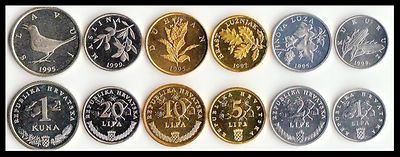 10 coin bimetal CROATIA Full set coins 1 2 5 10 20 50 lipa + 1 2 5 25 kuna