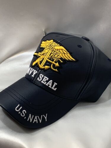 US Navy Seal Faux Leather Adjustable Ball Cap Hat NEW - Picture 9 of 11