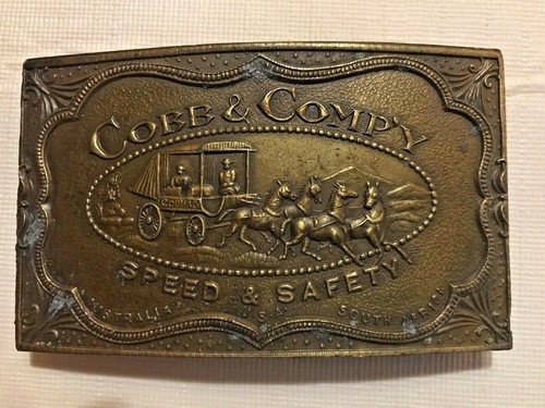 VINTAGE NAPOLEON EMPEROR BELT BUCKLE - COBB & COMP'Y Speed & Safety STAGECOACH - Picture 2 of 4