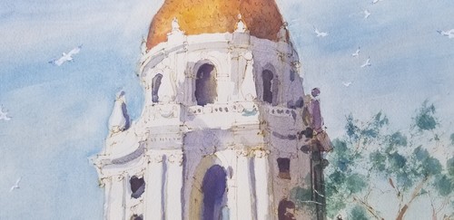 AQUARELL KUNST~UNGERAHMT~DOMINIKANISCHE KIRCHE, LEMBERG, UKRAINE~IMPRESSIONISMUS~SIGNIERT - Bild 5 von 15