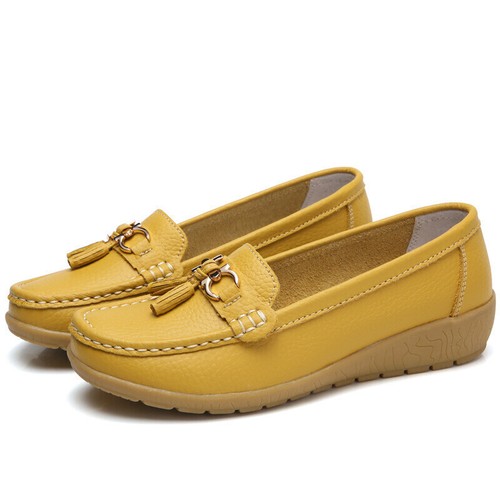 Womens Ladies moccasins Real leather tassel loafers comfort boat shoes size 3-8 - Picture 5 of 27