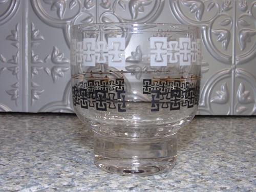 Vintage Libbey Glass Condiment Container Jar White Gold Black EUC - Picture 5 of 6