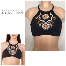 Kenneth Cole black embellished bikini top. NWT