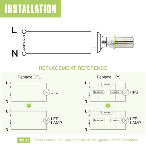 480V 100W LED Corn Light Industrial Warehouse High Bay Lamp 6000K White Bulb E39 - Picture 10 of 10