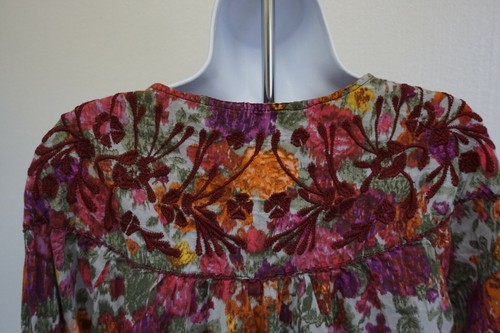 Great Northwest Indigo Women's 3/4 Sleeve Boho Peasant Shirt Size Small Sheer - Picture 7 of 9