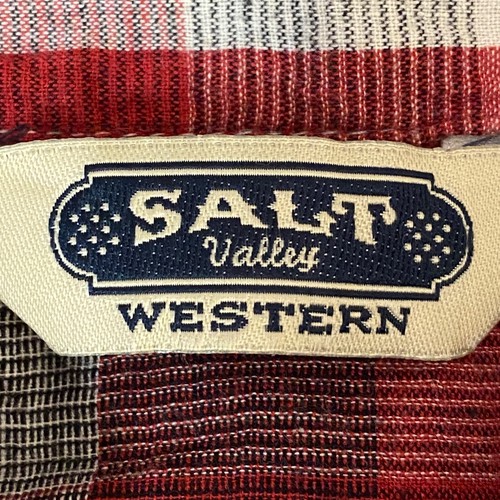 Salt Valley Western Shirt Mens Large Red Plaid Pearl Snap Lightweight Cotton - Picture 3 of 12