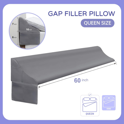 Vekkia Queen Size Bed Wedge Pillow for Headboard/Bed Wedge Gap Filler/Mattress G - Picture 2 of 7