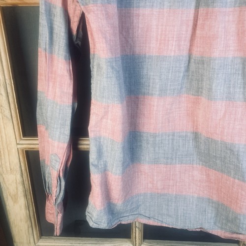 Ocean Current Men's LS Peach Gray Striped 100% Cotton Chambray Shirt Sz XL - Picture 11 of 17