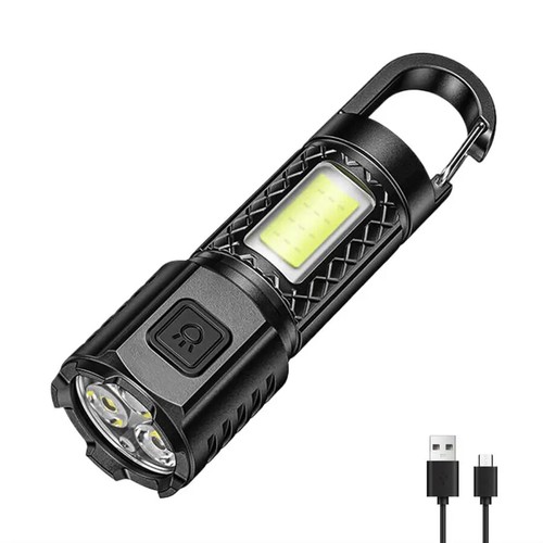 Torcia ad alto lumen con luce laterale COB gancio USB lanterna torcia ricaricabile - Foto 6 di 7