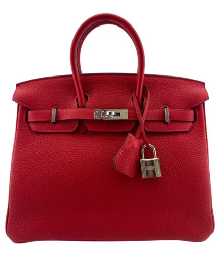 Hermes Birkin 25 Verso Rouge Casaque Rouge H Togo Leather Palladium Hardware