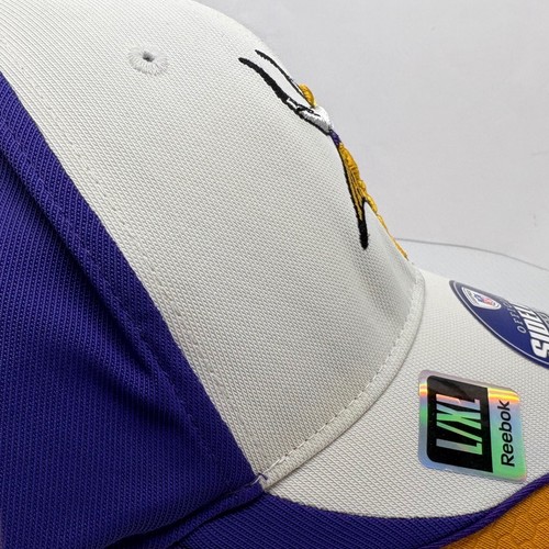 NEW Embroidered Jersey Reebok Vikings Hat NFL Sideline Headwear Cap Fitted L/XL - Picture 10 of 11