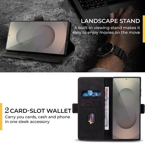 Custodia portafoglio flip pelle nera per Samsung Galaxy S25/S25Plus/S25 Ultra 5G - Foto 10 di 21