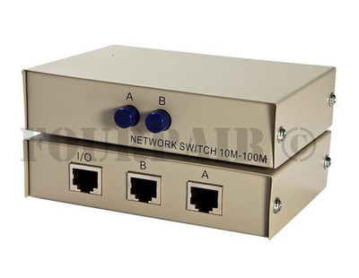 2 Ports 1x2 or 2x1 RJ45 Network Ethernet Port Switcher Modem Manual Sharing Switch Box Splitter Plug and Play