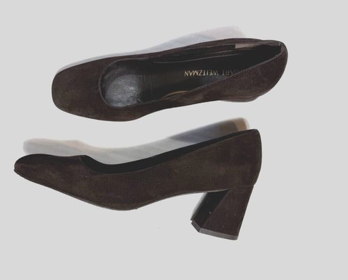Stuart Weitzman Marymid Pumps Chocolate Brown Suede Heels Size 9.5 Round Toe - Picture 5 of 7
