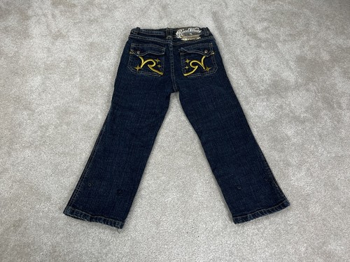 Rocawear Jeans Girls 10 Blue Gold Denim Cotton Embroidered Street Wear Youth - Picture 11 of 12