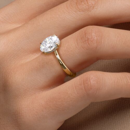 2.50ct Oval Hidden Halo Lab Grown Diamond Engagement Ring 14k White Gold D VVS1 - Picture 6 of 10