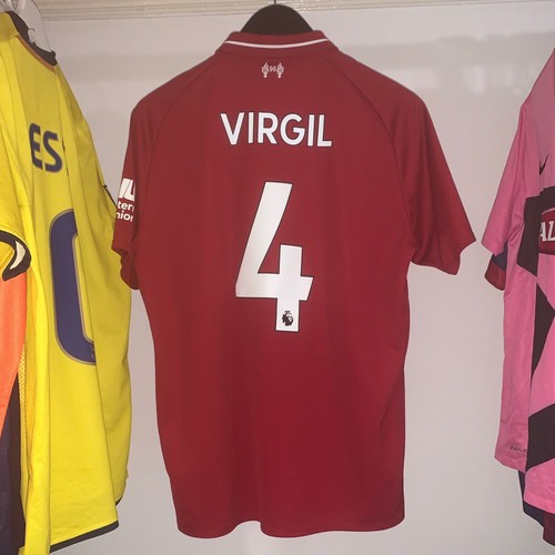 Liverpool 2018/19 New Balance Home Football Shirt Virgil 4 Mens Large