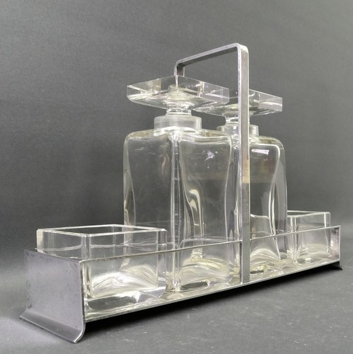 Art-Deco, WMF Menage, vinagre, aceite, 2 salinas, vidrio, metal plateado, 29x7x19 cm - Imagen 8 de 17
