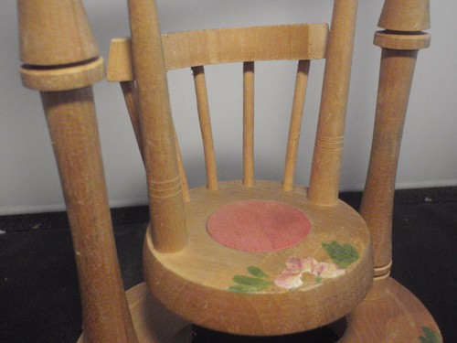 Vintage Swedish wood Single hanging rocking chair pin cushion 8.66 inches high - Picture 2 of 6