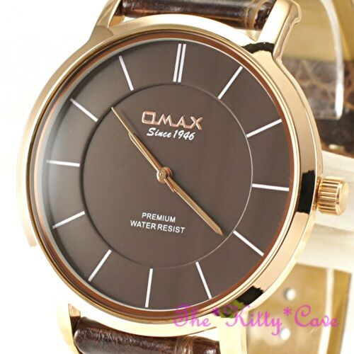 Clásico OMAX Delgado Oro Rosa, Movimiento Seiko, Cuero Marrón Reloj SX13R55I - Imagen 7 de 12