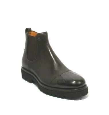 Roberto Serpentini 50402a Brown Black Leather Elastic Zip Ankle Boots 42 / US 9