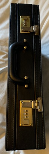 Harvard black leather laptop case size L-17"W-4"H-12" - Photo 7/11