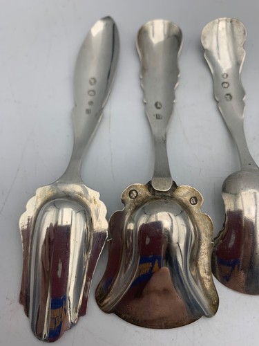 LOT x4 Antique c1840 Dutch Silver Hallmarked Tea Caddy Spoons / Scoops - Picture 5 of 23